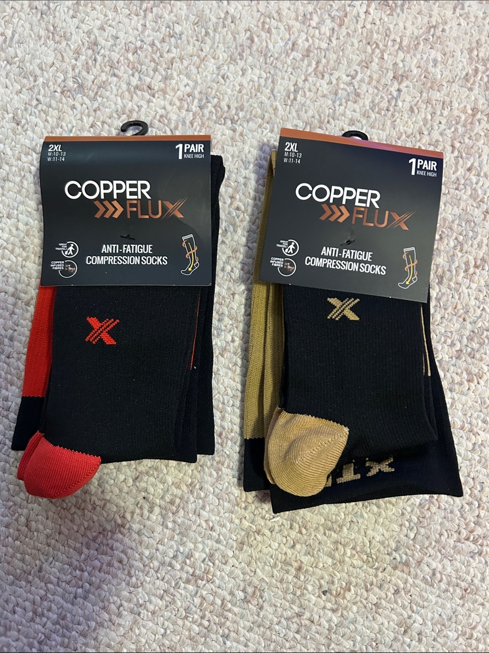 NEW Anti-Fatigue Compression Socks - Two Pairs - Size 2XL